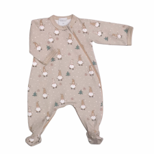 Wikids Hosszú ujjú cipzáros pamut rugi - Karácsonyi Manó - Bézs - 56 rugdalózó