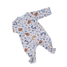 Wikids pamut, hosszú ujjú rugi - Szürke Dínó - 50 rugdalózó