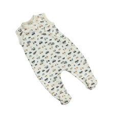 Wikids ujjatlan cipzáros pamut rugi - Fehér Krém Autós 86 rugdalózó