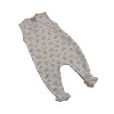 Wikids ujjatlan cipzáros pamut rugi - Fehér Rózsaszín Állatos 56-os rugdalózó