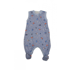 Wikids ujjatlan pamut rugi 50-es - Kék halacskás rugdalózó