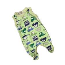 Wikids ujjatlan pamut rugi -Zöld autós 44-es méret rugdalózó