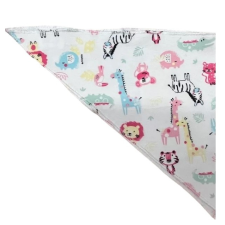 Wikids Wikid Vékony Pamut Háromszög Sál - Fehér Pasztell Rózsaszín Szafari babasapka, sál