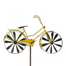 Wind Szélkerék retro hatású sárga bicikli szélforgó dísz játék földbe szúrható kerti dekoráció antik hatású kerti dekoráció