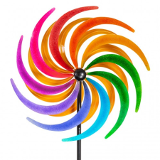 Wind Szélkerék színes 60 cm átmérőjű szélforgó dísz játék földbe szúrható színes kerti dekoráció kerti dekoráció