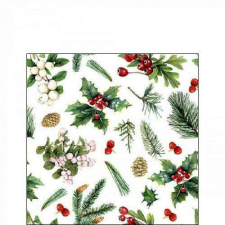 Winter greenery white papírszalvéta 25x25cm, 20db-os papírárú, csomagoló és tárolóeszköz