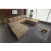  Wixy Giga u alakú kanapé pasztell taupe és szafarisárga színben 405 x 225 cm fantasztikus nagy fekvőfelülettel