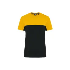  WK304 kétszinű strapabíró unisex kereknyakú rövid ujjú póló Designed To Work, Black/Yellow-XL