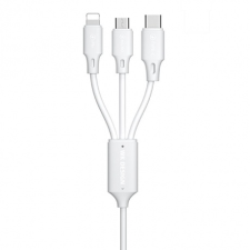 WK Design 3in1 kábel USB - Micro USB / Lightning / USB-C 2A 1.15m, fehér kábel és adapter