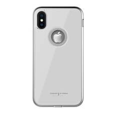 WK GINSTONE műanyag telefonvédő (közepesen ütésálló, üveg hátlap, strasszkő, logó kivágás) FEHÉR [Apple iPhone XS Max 6.5] tok és táska