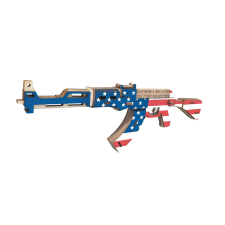 WoodCraft 3D fa mechanikus puzzle - AK47 géppisztoly az amerikai zászló színeiben fajáték