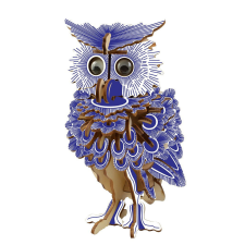 WoodCraft 3D fa mechanikus puzzle - bagoly színes fajáték