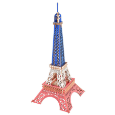 WoodCraft 3D fa mechanikus puzzle - Eiffel-torony Franciaország színeiben fajáték