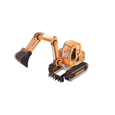 WoodCraft 3D fa mechanikus puzzle - excavator narancs fajáték