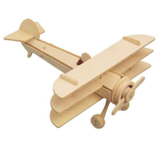 WoodCraft 3D fa mechanikus puzzle - három fedeles repülőgép fajáték