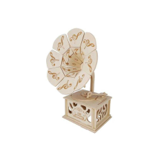 WoodCraft 3D fa mechanikus puzzle - lemezjátszó gramofon fajáték