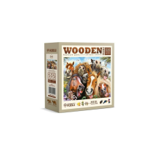 Wooden City 505 db-os fa puzzle - Lovak szelfi (NB505-0015-L) puzzle, kirakós