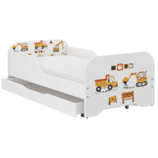Wooden Toys MIKI gyerekágy, ajándék matraccal (160x80cm), ágyneműtartóval - Építési terület, Fehé... ágy és ágykellék