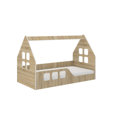 Wooden Toys Montessori HÁZIKÓ gyerekágy SONOMA 160x80cm - ajándék matraccal - balos gyermekágy