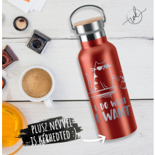 WoodKraft Thermopalack 500ml, piros - Macskás mintával termosz