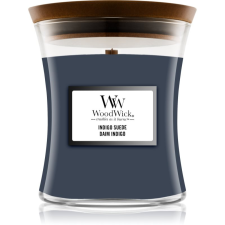 Woodwick Indigo Suede illatgyertya fa kanóccal 85 g gyertya