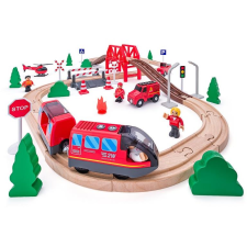 Woody Tűzoltók elektromos mozdonnyal 60 db (8591864921102) autópálya és játékautó