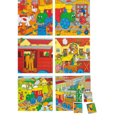 Woodyland Fa kocka kirakó - 4x4-es - Vidám mozdony puzzle, kirakós
