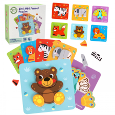 Woopie! Toys WOOPIE állatos, magasított fa puzzle készlet puzzle, kirakós