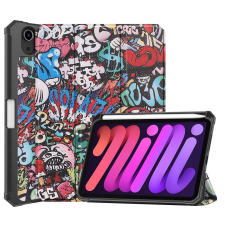 Wooze Apple iPad Mini (2021) (8.3), mappa tok, Apple Pencil tartóval, graffiti minta, Smart Case, Wooze New Style Trifold Case, színes tablet tok