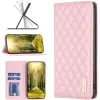 Wooze Apple iPhone 14 Pro Max, Oldalra nyíló tok, stand, kártyatartóval, 3D rombusz minta, Wooze Pillow, rózsaszín
