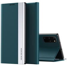 Wooze Apple iPhone 14 Pro, Oldalra nyíló tok, stand, Wooze Silver Line, sötétzöld tok és táska