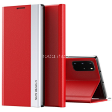 Wooze Apple iPhone 15 Plus, Oldalra nyíló tok, stand, Wooze Silver Line, piros tok és táska