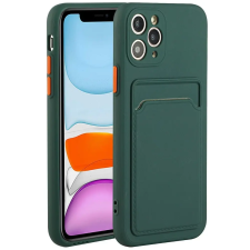 Wooze Card Slot szilikon tok kártya tartóval Samsung Galaxy A51 sötétzöld tok és táska