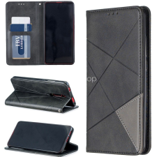 Wooze Huawei P50 / P50E, Oldalra nyíló tok, stand, geometria minta, Wooze DesignBook, fekete tok és táska