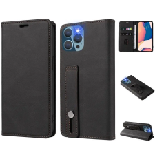 Wooze OnePlus 9R, Oldalra nyíló tok, stand, kártyatartóval, kézpánttal, Wooze Business Plus, fekete tok és táska