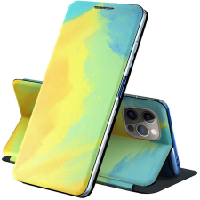 Wooze Samsung Galaxy A02 SM-A022F, Oldalra nyíló tok, stand, festék minta, Wooze Flashy Colors, színes/sárga tok és táska