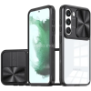 Wooze Samsung Galaxy A12 / A12 Nacho / M12 SM-A125F / A127F / M127F, Műanyag hátlap + szilikon keret, átlátszó akril hátlap, kamera védelem, Wooze Trendy, fekete