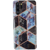 Wooze Samsung Galaxy A42 5G / M42 5G SM-A426B / M426B, Szilikon tok, sokszöges márvány minta, Wooze Geometric Marble, színes/fekete