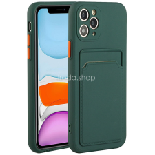 Wooze Samsung Galaxy A91 SM-A915F, Szilikon tok, kártyatartóval, Wooze Card Slot, sötétzöld tok és táska