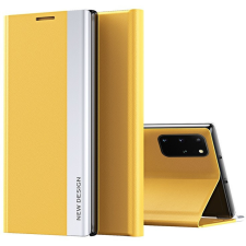 Wooze Xiaomi Poco X4 Pro 5G, Oldalra nyíló tok, stand, Wooze Silver Line, sárga tok és táska