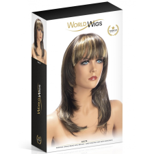 World Wigs Kate hosszú, barna paróka, szőke tincsekkel paróka