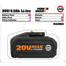 Worx Worx 4.0Ah Li-Ion akkumulátor WA3553 barkácsgép akkumulátor