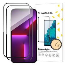 Wozinsky 2db teljes képernyős edzett üveg kerettel tokbarát Wozinsky Full Glue iPhone 15 Pro Max - fekete fólia mobiltelefon kellék
