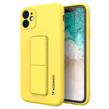 Wozinsky kitámasztható tok Flexible Silicone telefontok az állvány iPhone 12 Mini Sárga tok és táska
