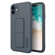 Wozinsky kitámasztható tok Flexible Silicone telefontok egy állvány iPhone 12 Navy Blue tok és táska
