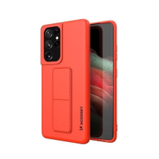 Wozinsky kitámasztható tok Flexible Silicone telefontok Stand Samsung Galaxy S21 Ultra 5G Red tok és táska