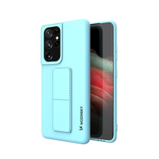 Wozinsky kitámasztható tok Flexible Silicone telefontok Stand Samsung Galaxy S21 Ultra 5G világoskék tok és táska