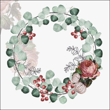 Wreath of Eucalyptus grey papírszalvéta 33x33cm,20db-os asztalterítő és szalvéta