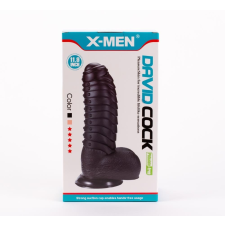 X-Men David's 11.9" Cock - herés, letapasztható, élethű dildó - 27 cm (fekete) műpénisz, dildó