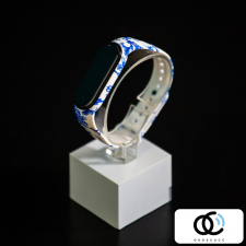 Xiaomi Mi band 5 / 6 szíjak - kék, nőszirom, szilikon, virágos okosóra kellék